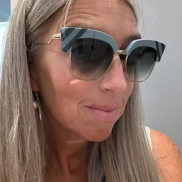 Fendi Blue and Green Striped Sunglasses - Picture 2 of 6